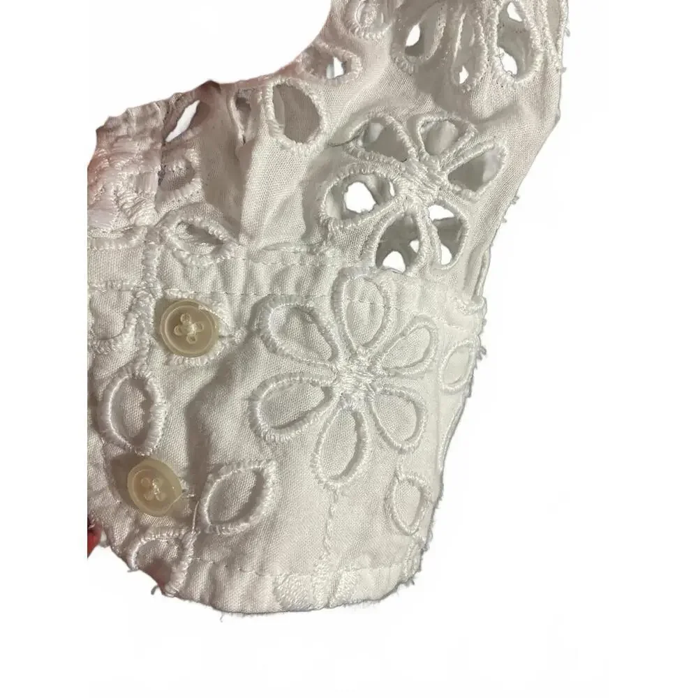 J. Crew White Eyelet  Lace Button-Up Shirt Size 10